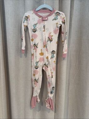 Burt's Bees Cream Floral Fairy Footed One-Piece with Pink Trim Organic cotton